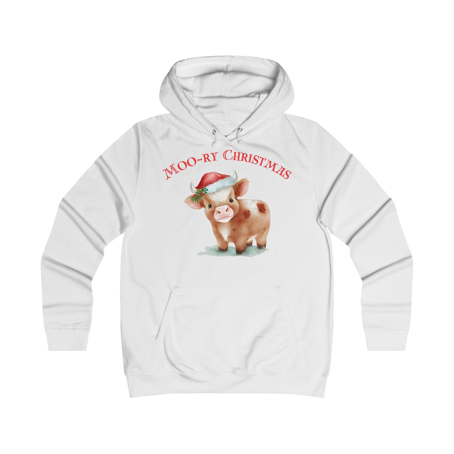 Christmas Cow Girlie College Hoodie