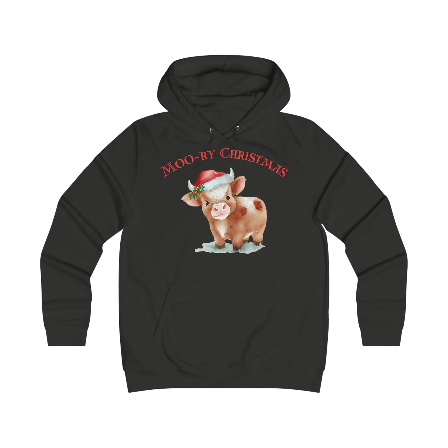 Christmas Cow Girlie College Hoodie