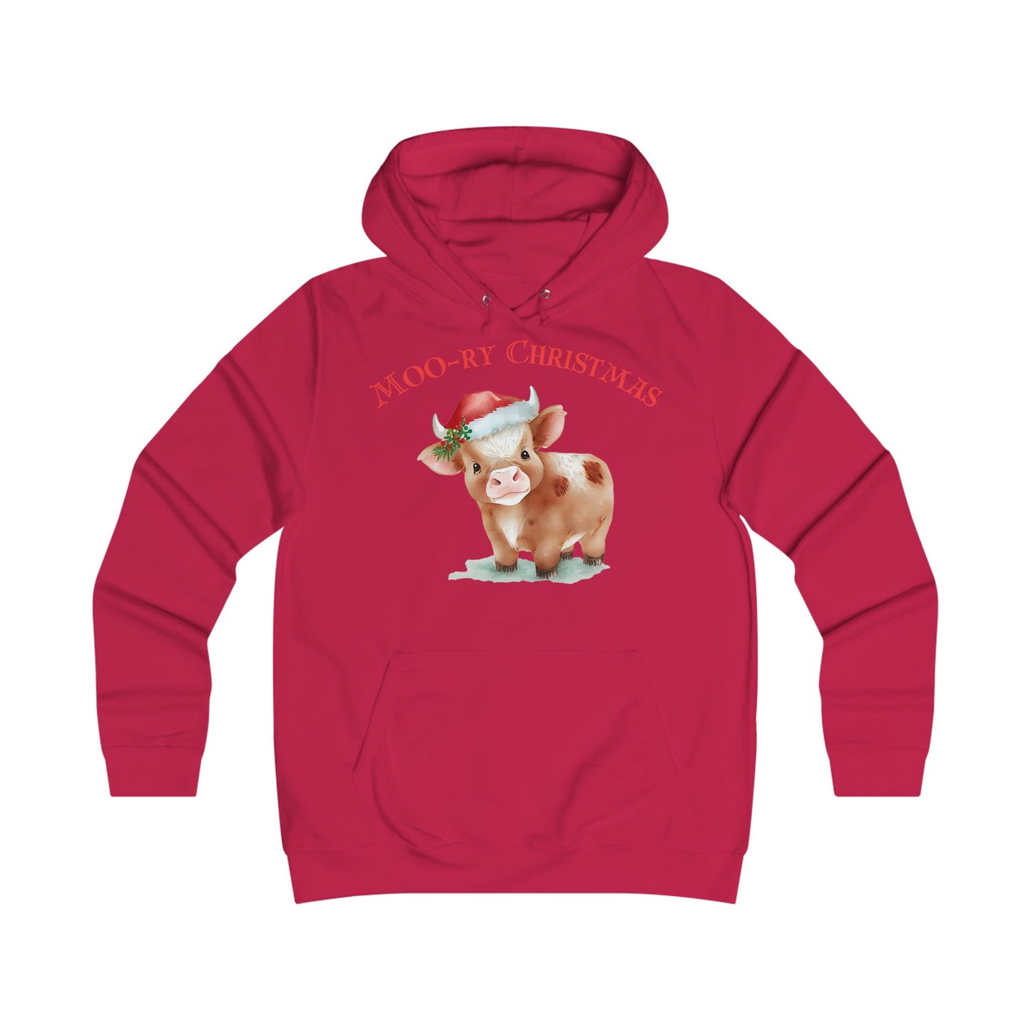 Christmas Cow Girlie College Hoodie