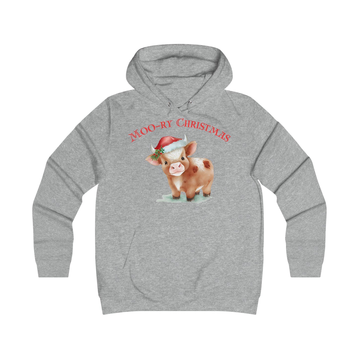 Christmas Cow Girlie College Hoodie