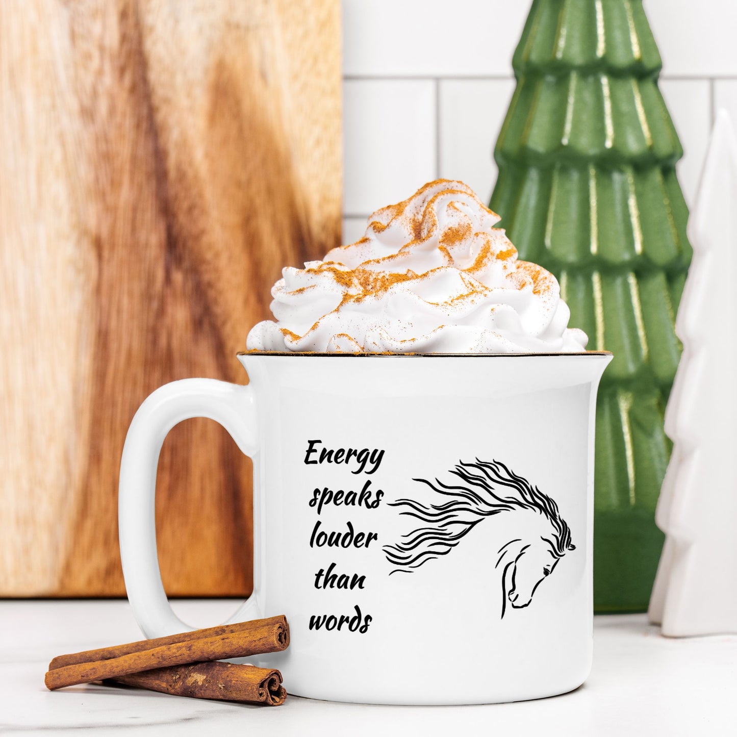 Energy  Speaks ,Ceramic Mug White 13oz