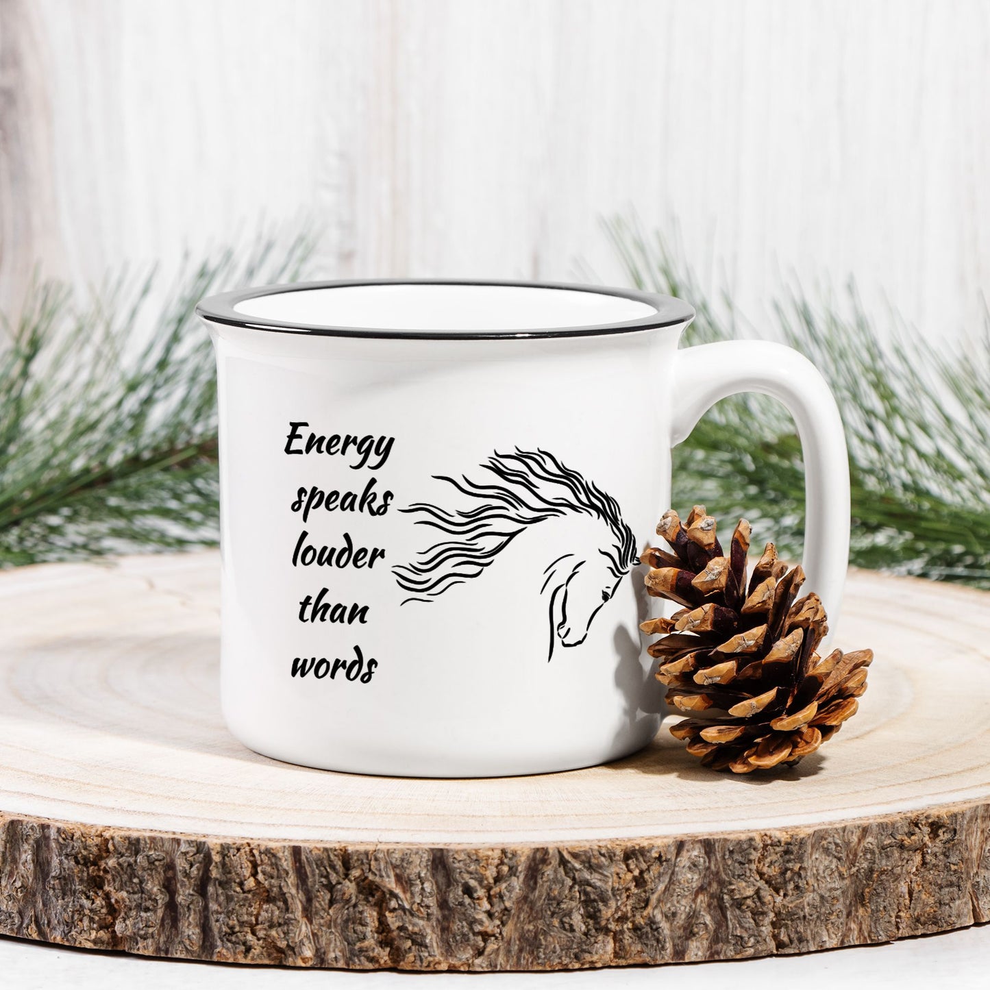 Energy  Speaks ,Ceramic Mug White 13oz