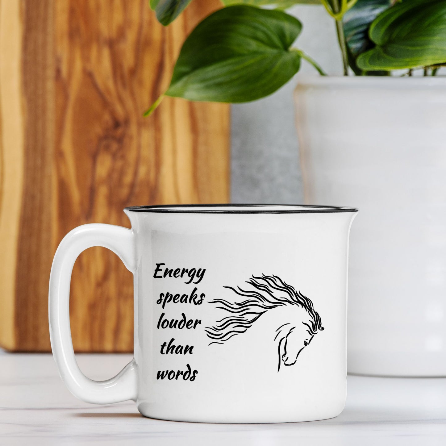 Energy  Speaks ,Ceramic Mug White 13oz