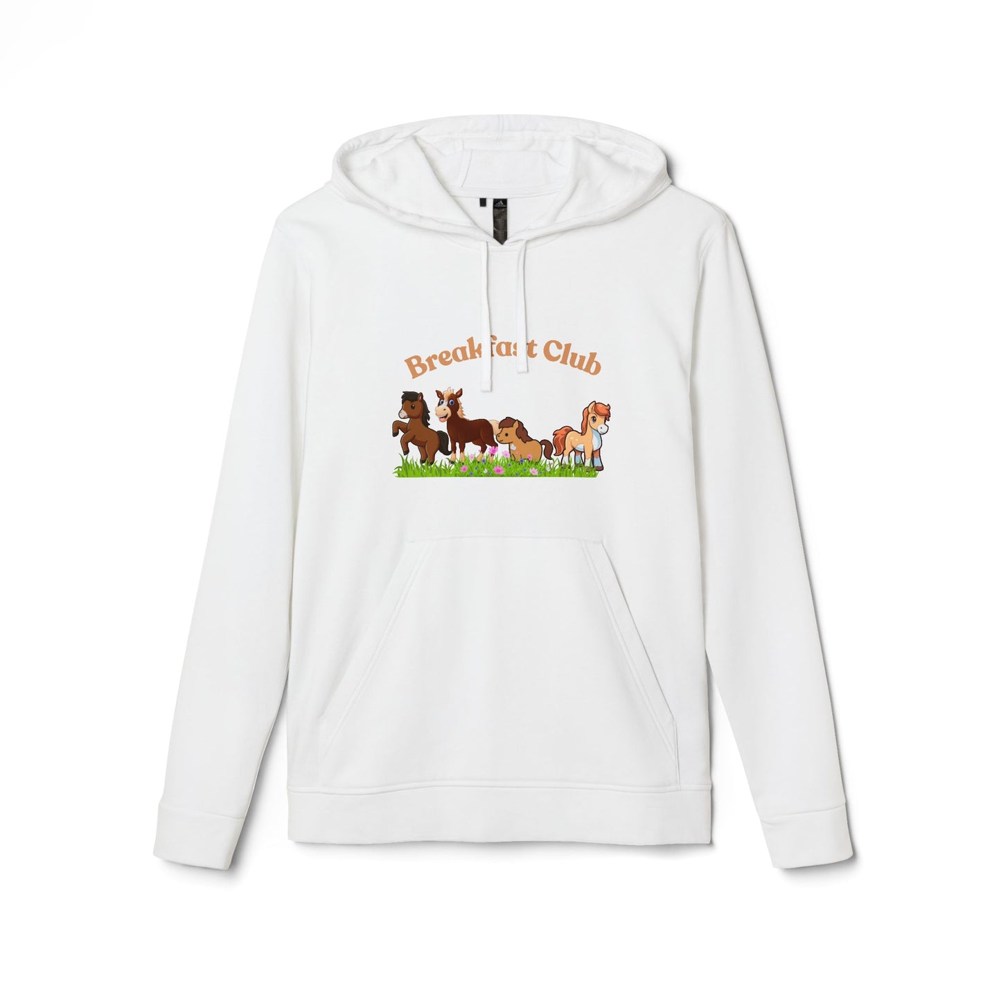 Fleece Hoodie - Breakfast Club with Cute Horses Design