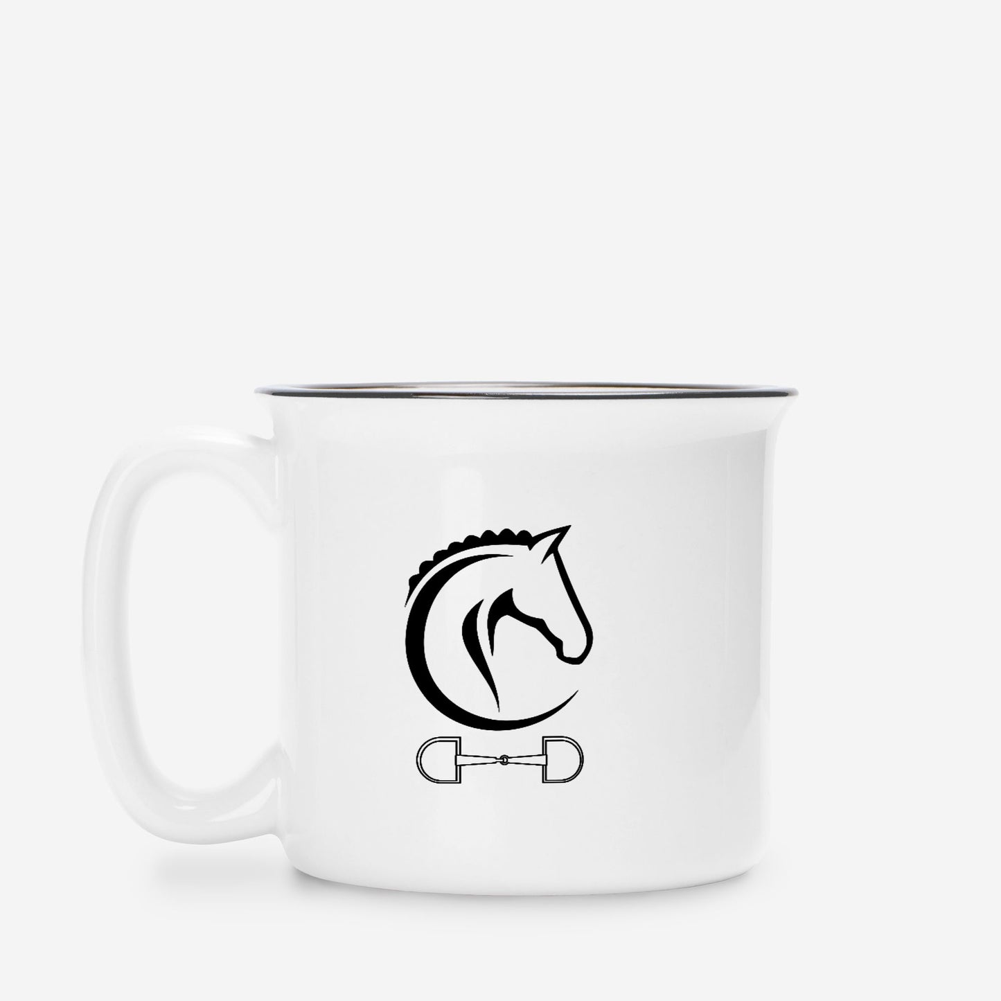 Horse head Ceramic Camp Mug White 13oz