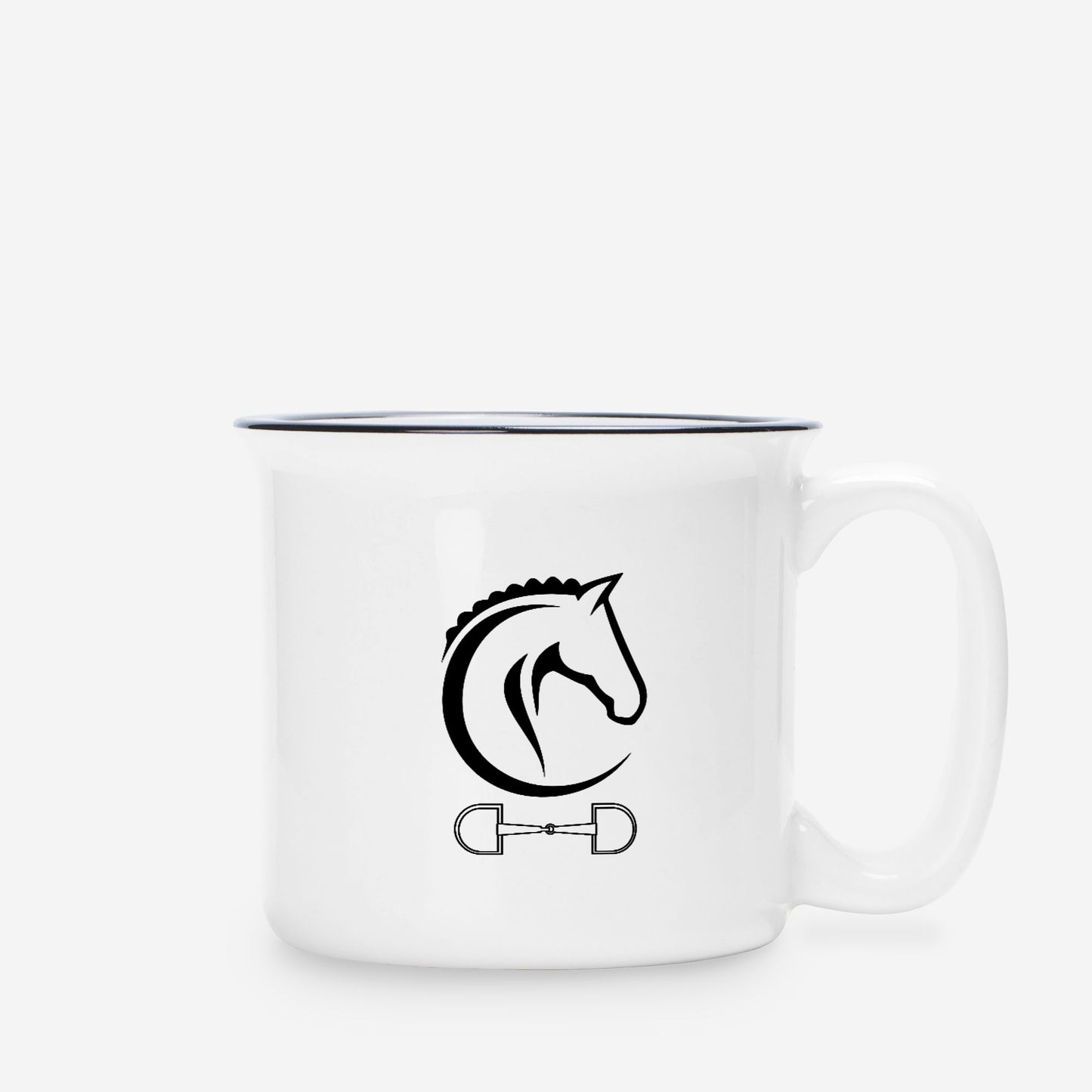 Horse head Ceramic Camp Mug White 13oz