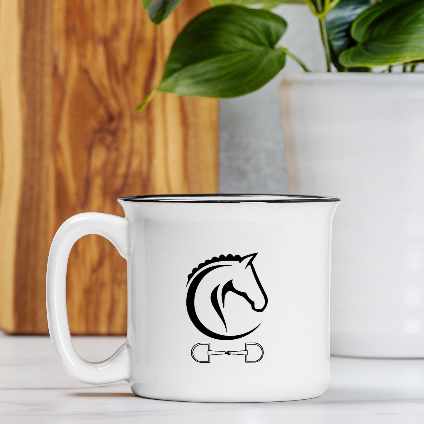 Horse head Ceramic Camp Mug White 13oz